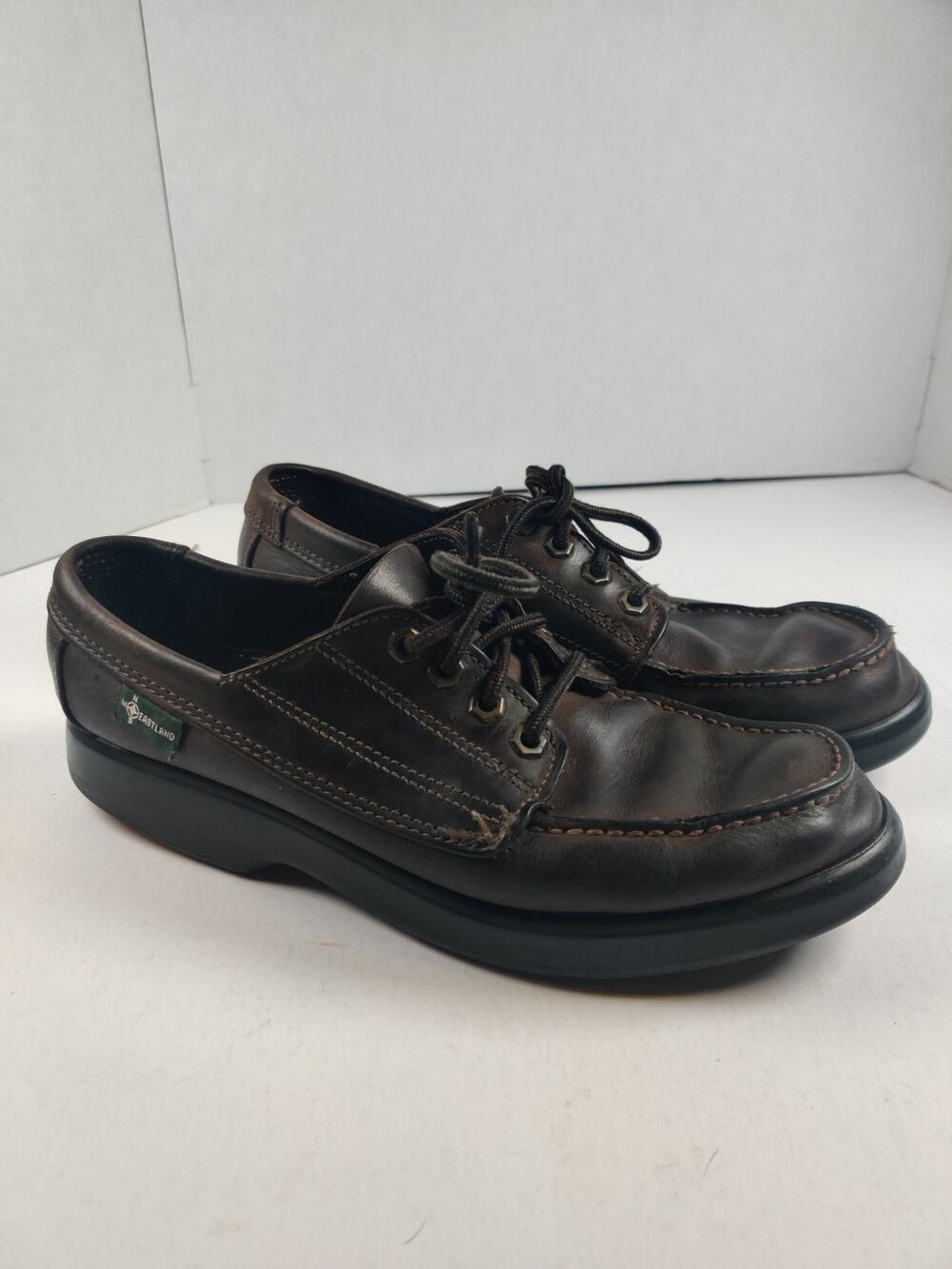 Eastland Men's Leather Boat Shoes Size 10 D Dark Brown Lace Up